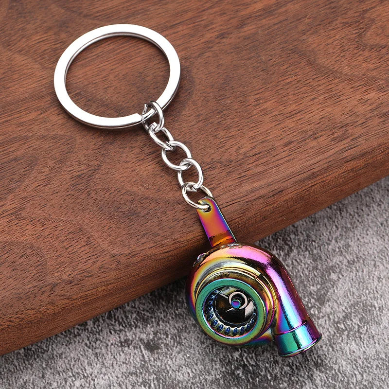 Creative Car Turbo Turbocharger Keychain Metal Automotive Spinning Turbine Keyring Car Interior Accessories Jewelry Gifts New