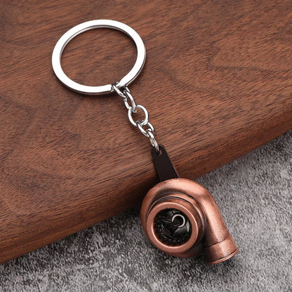 Creative Car Turbo Turbocharger Keychain Metal Automotive Spinning Turbine Keyring Car Interior Accessories Jewelry Gifts New