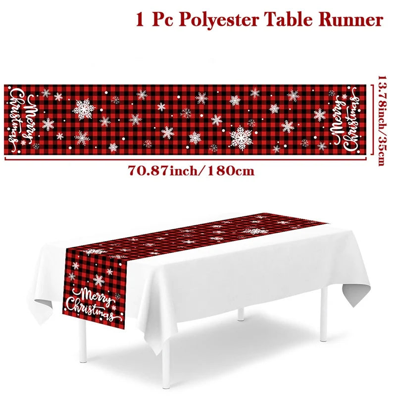 2024 Christmas Table Runners Merry Christmas Decoration for Home Tablecloth Table Cover Xmas Gifts Navidad Noel New Year 2025