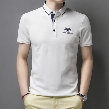 Men's Embroidered Casual Fashion Short Sleeved POLO Shirt Summer Comfortable Top