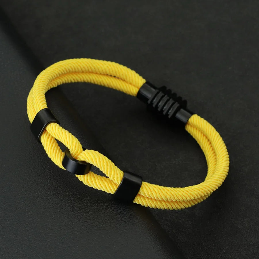 New Stylish Grade A 4mm Rope Bracelet For Men Magnet Buckle Nautical Wrap Braclet Bangle Cycling Hand Accessories Pulseria Homme