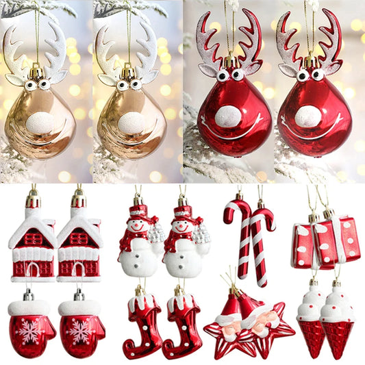 2pcs Elk Christmas Ball Ornaments Xmas Tree Hanging Pendants Christmas Holiday Party Decorations New Year Gift Supplies Navidad