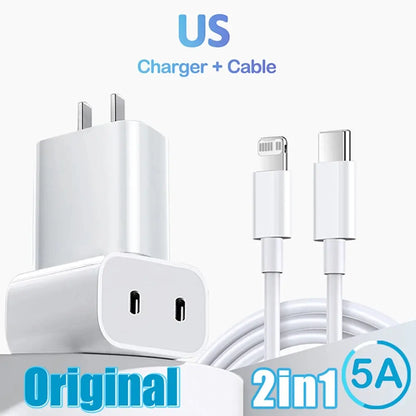 40W USB PD Charger 2 Ports Type C Quick Charge EU/US Plug For iPhone15 Huawei Samsung Xiaomi Fast Charging Phone Charger Adapter