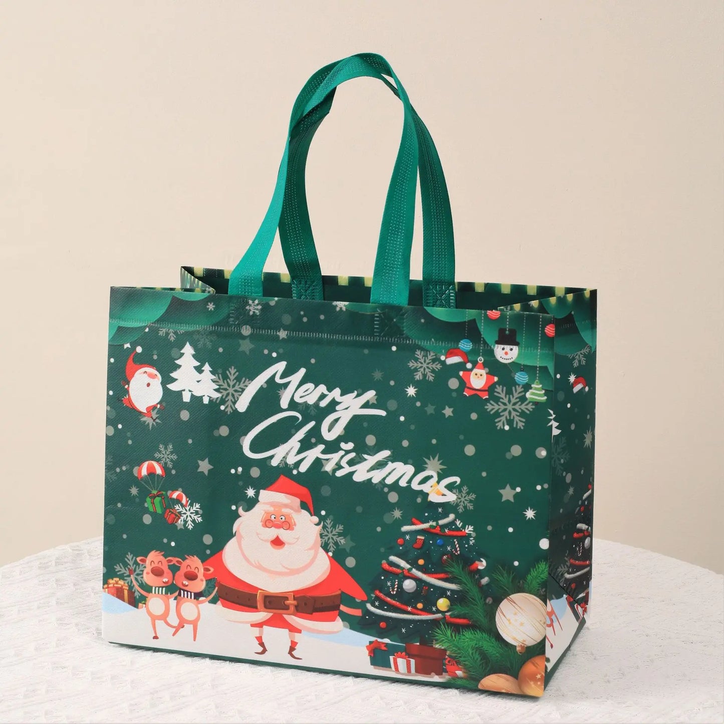 2024 Christmas Non Woven Bag Wholesale Tote Bag Cartoon Santa Claus Snowman Eco Bag Folding Storage Bag Gift Bag Party Supplies