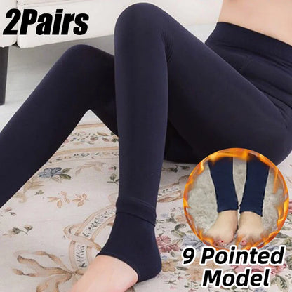 Women Winter Leggings Warm Leggins High Waist Solid Color Velvet Women Thickened Velvet Leggings Stretchy Black Leggings