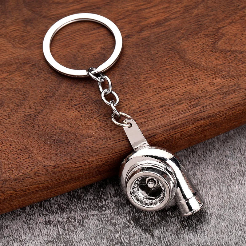 Creative Car Turbo Turbocharger Keychain Metal Automotive Spinning Turbine Keyring Car Interior Accessories Jewelry Gifts New