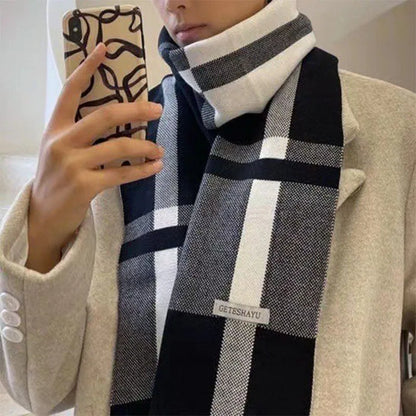 Winter Men Scarf Keep Warm Scarf Casual Fashion Brand Designers Knit Neckerchief Patchwork Wool Cashmere Scarf Shawl Wrap AC2228