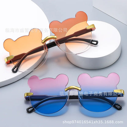 Kids Sun Sunglasses Bear Shape Children Glasses Trendy Girls Cartoon Eyeglasses Shades Driver Anti-Glare Boys Cartoon Sunglasses