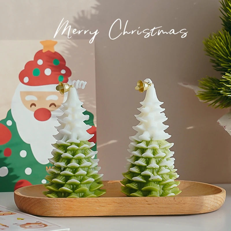 Merry Christmas Candle 3D Xmas Tree Shaped Atmosphere Candle Ornaments for Christmas Navidad New Year Party Home Decor Xmas Gift