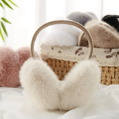 Anjj High Quality Earmuffs Faux Rabbit Fur Hang Ear Cover Warm Winter Ear Muffs Fur Earmuffs Unisex Adult Ear Warmer Fold